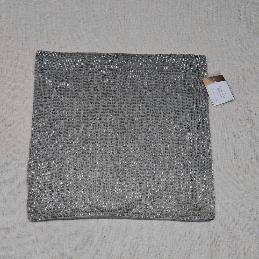 NWT Pottery Barn Accents Beaded Ombre Pillow Cover 18x18" Square Olive Green